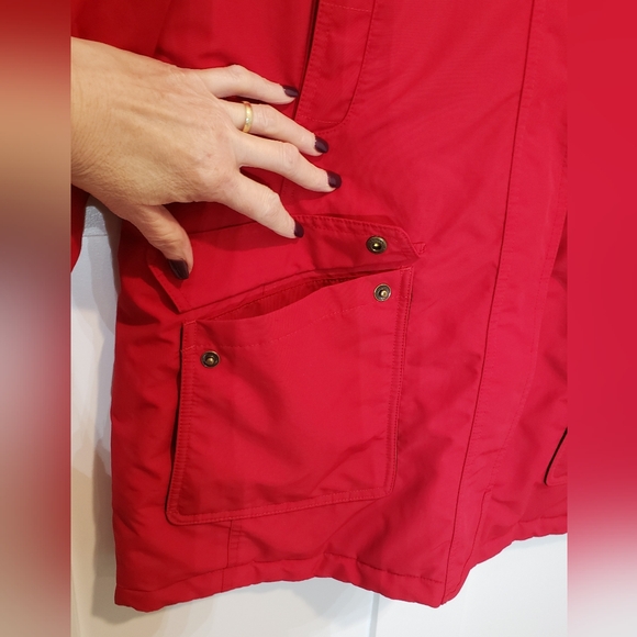 LANDS' END Insulated Winter Coat Hooded Red Size L/P 14-16 Nylon Polyester - Picture 6 of 15